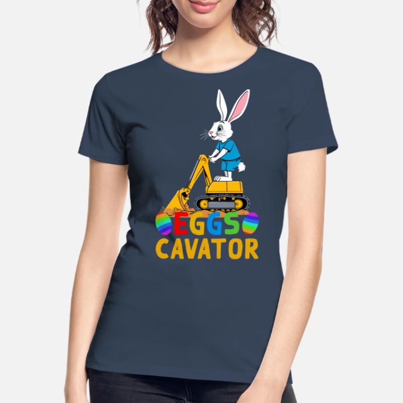 Funny Easter Saying Easter Bunny Excavator Driver Women's Premium Organic T-Shirt