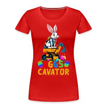 Lustiger Ostern Spruch Osterhase Baggerfahrer - Frauen Premium Bio T-Shirt - Navy - Vorne - Mia (176cm)