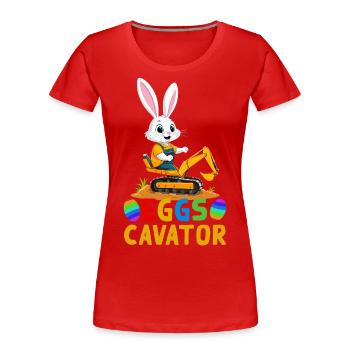 Lustiger Ostern Spruch Osterhase Baggerfahrer - Frauen Premium Bio T-Shirt - Navy - Vorne - Mia (176cm)