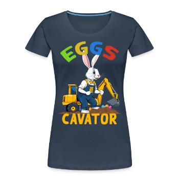 Lustiger Ostern Spruch Osterhase Baggerfahrer - Frauen Premium Bio T-Shirt - Navy - Vorne - Mia (176cm)