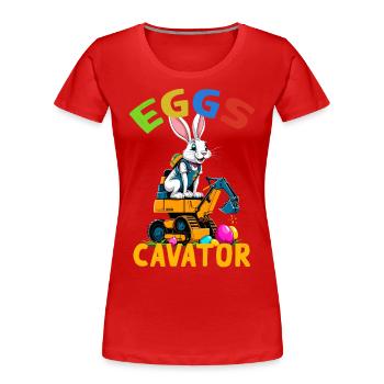 Lustiger Ostern Spruch Osterhase Baggerfahrer - Frauen Premium Bio T-Shirt - Navy - Vorne - Mia (176cm)