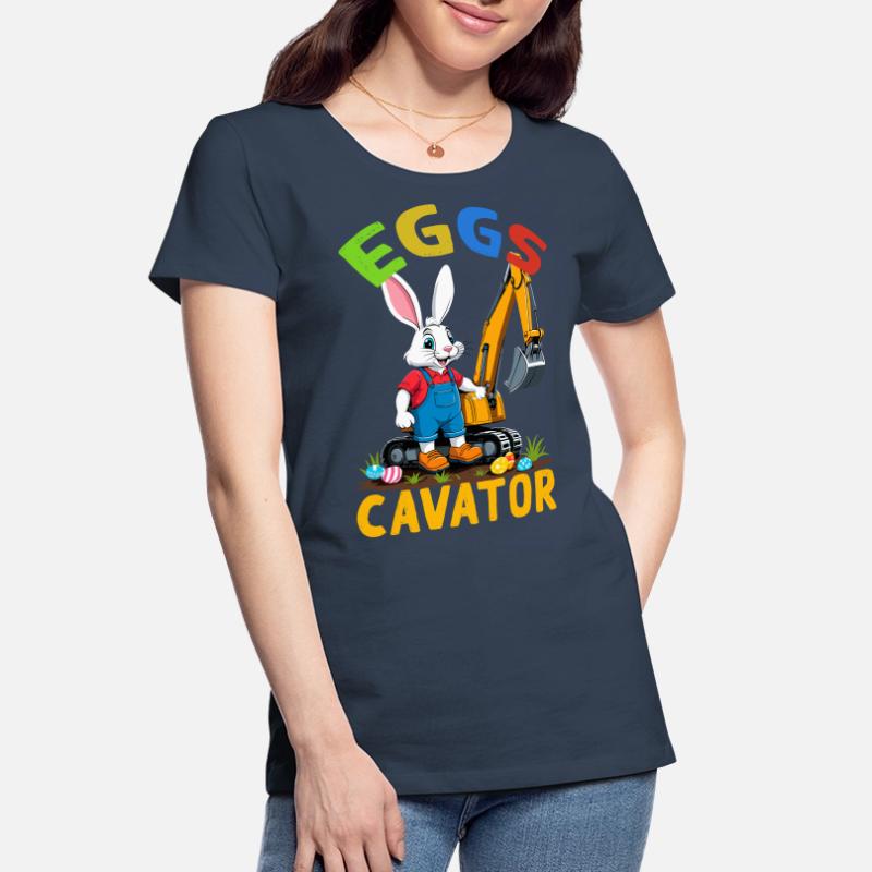 Funny Easter Saying Easter Bunny Excavator Driver Women's Premium Organic T-Shirt