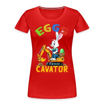 Drôle Pâques Dire Pâques Lapin Excavatrice Conducteur - T-shirt bio Premium Femme - bleu marine - Devant - Mia (176cm)
