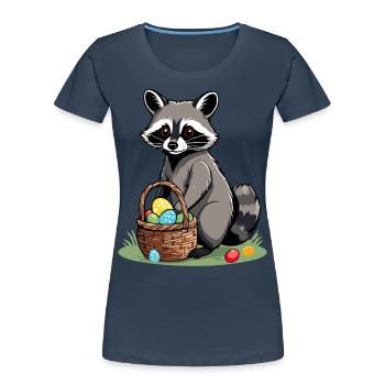Funny Raccoon Costume Cute Easter Eggs - Women's Premium Organic T-Shirt - navy - Front - Mia (176cm)