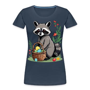 Drôle De Costume De Raton Laveur Oeufs De Pâques Mignons - T-shirt bio Premium Femme - bleu marine - Devant - Mia (176cm)