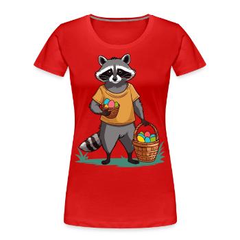 Lustiges Waschbären Kostüm Niedliches Ostereier - Frauen Premium Bio T-Shirt - Navy - Vorne - Mia (176cm)