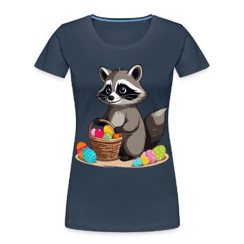 Lustiges Waschbären Kostüm Niedliches Ostereier - Frauen Premium Bio T-Shirt - Navy - Vorne - Mia (176cm)