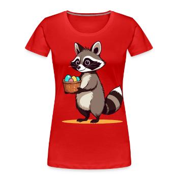 Funny Raccoon Costume with Easter Eggs Design - Women's Premium Organic T-Shirt - navy - Front - Mia (176cm)