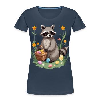 Drôle De Costume De Raton Laveur Oeufs De Pâques Mignons - T-shirt bio Premium Femme - bleu marine - Devant - Mia (176cm)