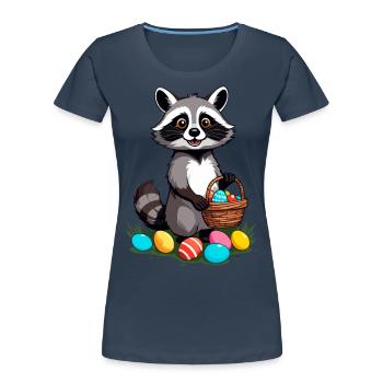 Funny Raccoon Costume Cute Easter Eggs - Women's Premium Organic T-Shirt - navy - Front - Mia (176cm)