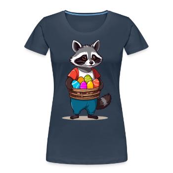 Drôle De Costume De Raton Laveur Oeufs De Pâques Mignons - T-shirt bio Premium Femme - bleu marine - Devant - Mia (176cm)