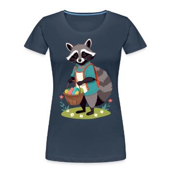Drôle De Costume De Raton Laveur Oeufs De Pâques Mignons - T-shirt bio Premium Femme - bleu marine - Devant - Mia (176cm)