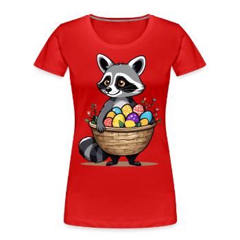 Lustiges Waschbären Kostüm Niedliches Ostereier - Frauen Premium Bio T-Shirt - Navy - Vorne - Mia (176cm)