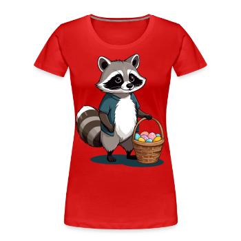 Funny Raccoon Costume Cute Easter Eggs - Women's Premium Organic T-Shirt - navy - Front - Mia (176cm)