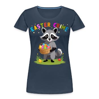 Crime de Pâques raton laveur lapin de Pâques amusant - T-shirt bio Premium Femme - bleu marine - Devant - Mia (176cm)