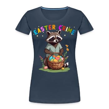 Easter Crime Raccoon Easter Bunny Design - Women's Premium Organic T-Shirt - navy - Front - Mia (176cm)