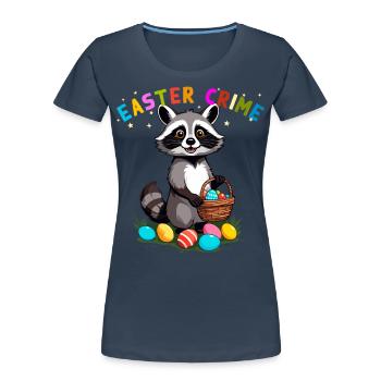 Easter Crime Raccoon Easter Bunny Design - Women's Premium Organic T-Shirt - navy - Front - Mia (176cm)