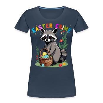 Funny Raccoon Costume Cute Easter Eggs - Women's Premium Organic T-Shirt - navy - Front - Mia (176cm)
