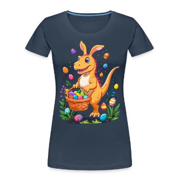 Iconic Easter Dinosaur Dinosaur Easter Bunny - Women's Premium Organic T-Shirt - navy - Front - Mia (176cm)