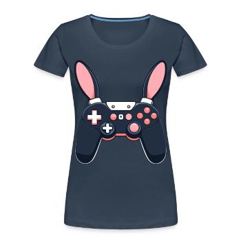 Lapin de Pâques Gamer et Design de streetwear de jeu - T-shirt bio Premium Femme - bleu marine - Devant - Mia (176cm)