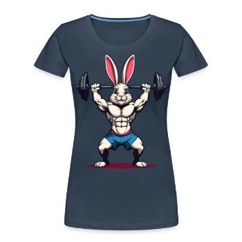 Easter Bunny Body Building Animal Funny Workout - Women's Premium Organic T-Shirt - navy - Front - Mia (176cm)