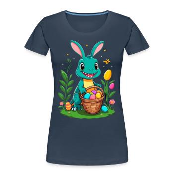 Iconic Easter Dinosaur Dinosaur Easter Bunny - Women's Premium Organic T-Shirt - navy - Front - Mia (176cm)