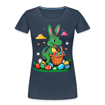 Iconic Easter Dinosaur T-Rex Bunny Funny Easter - Women's Premium Organic T-Shirt - navy - Front - Mia (176cm)