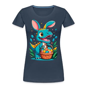 Iconic Easter Dinosaur Dinosaur Easter Bunny - Women's Premium Organic T-Shirt - navy - Front - Mia (176cm)