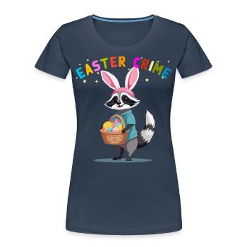 Funny Cute Raccoon Easter Eggs Design - Women's Premium Organic T-Shirt - navy - Front - Mia (176cm)