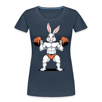 Easter Bunny Body Building Animal Funny Workout - Women's Premium Organic T-Shirt - navy - Front - Mia (176cm)