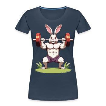 Easter Bunny Funny Bodybuilder Fitness Motivation - Women's Premium Organic T-Shirt - navy - Front - Mia (176cm)