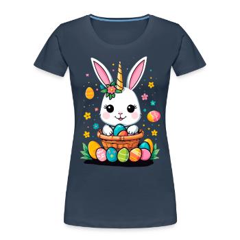 Funny Unicorn Easter Bunny Cute Easter Unicorn - Women's Premium Organic T-Shirt - navy - Front - Mia (176cm)