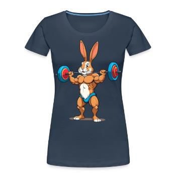 Easter Bunny Body Building Animal Funny Workout - Women's Premium Organic T-Shirt - navy - Front - Mia (176cm)