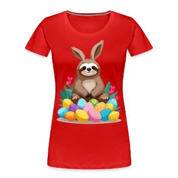 Lustiges Faultier Osterhase Süßes Ikonisches - Frauen Premium Bio T-Shirt - Navy - Vorne - Mia (176cm)
