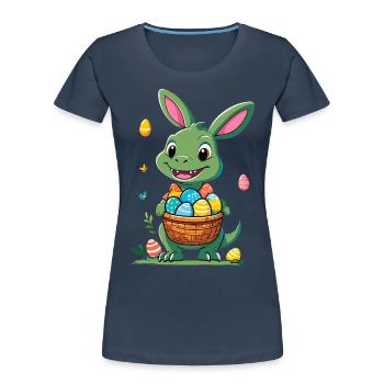 Iconic Easter Dinosaur Dinosaur Easter Bunny - Women's Premium Organic T-Shirt - navy - Front - Mia (176cm)