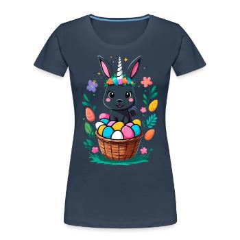 Funny Unicorn Easter Bunny Cute Easter Unicorn - Women's Premium Organic T-Shirt - navy - Front - Mia (176cm)