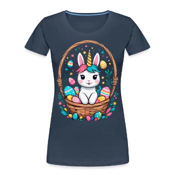 Funny Unicorn Easter Bunny Cute Easter Unicorn - Women's Premium Organic T-Shirt - navy - Front - Mia (176cm)
