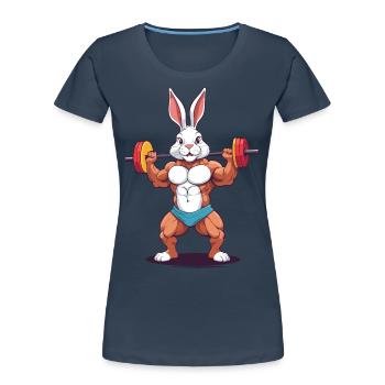 Easter Bunny Funny Bodybuilder Animal Workout - Women's Premium Organic T-Shirt - navy - Front - Mia (176cm)