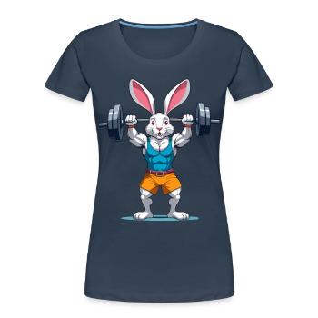 Easter Bunny Bodybuilding Animal Funny Workout - Women's Premium Organic T-Shirt - navy - Front - Mia (176cm)