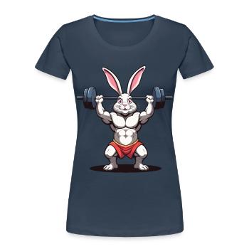 Easter Bunny Body Building Animal Funny Workout - Women's Premium Organic T-Shirt - navy - Front - Mia (176cm)