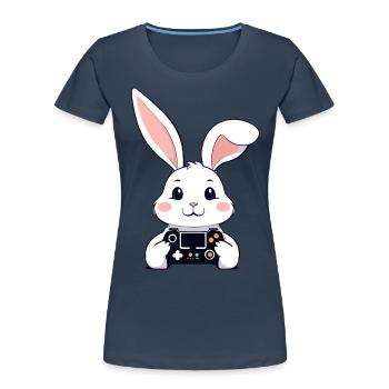 Easter Bunny Gamer & Iconic Easter Gaming - Women's Premium Organic T-Shirt - navy - Front - Mia (176cm)