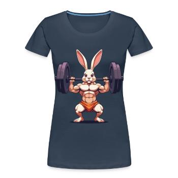 Easter Bunny Body Building Animal Funny Workout - Women's Premium Organic T-Shirt - navy - Front - Mia (176cm)