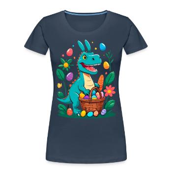 Iconic Easter Dinosaur Dinosaur Easter Bunny - Women's Premium Organic T-Shirt - navy - Front - Mia (176cm)