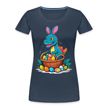 Iconic Easter Dinosaur Dinosaur Easter Bunny - Women's Premium Organic T-Shirt - navy - Front - Mia (176cm)