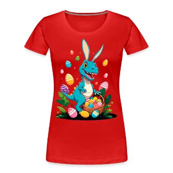 Ikonischer Ostersaurier Dinosaurier Osterhase - Frauen Premium Bio T-Shirt - Navy - Vorne - Mia (176cm)