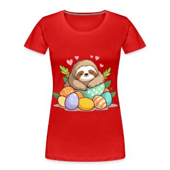 Lustiges Faultier Osterhase Süßes Osterdesign - Frauen Premium Bio T-Shirt - Navy - Vorne - Mia (176cm)