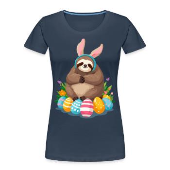 Lustiges Faultier Osterhase Ikonisches Ostern - Frauen Premium Bio T-Shirt - Navy - Vorne - Mia (176cm)