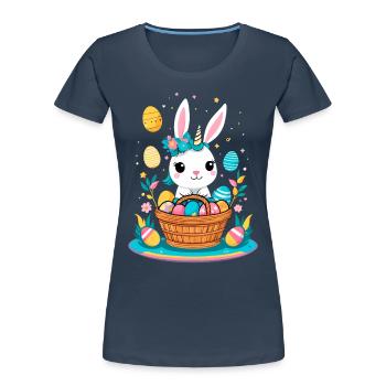 Licorne drôle lapin de Pâques Licorne mignonne Licorne de Pâques - T-shirt bio Premium Femme - bleu marine - Devant - Mia (176cm)