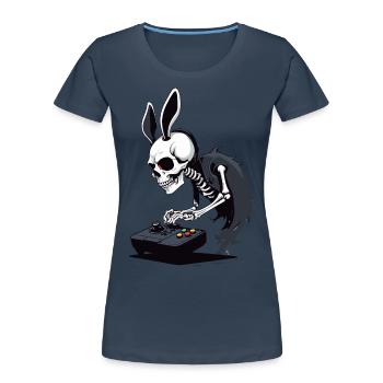 Osterhase Gamer Ikonisches Ostern Gaming - Frauen Premium Bio T-Shirt - Navy - Vorne - Mia (176cm)
