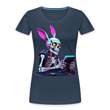 Osterhase Gamer und Gaming Streetwear Design - Frauen Premium Bio T-Shirt - Navy - Vorne - Mia (176cm)
